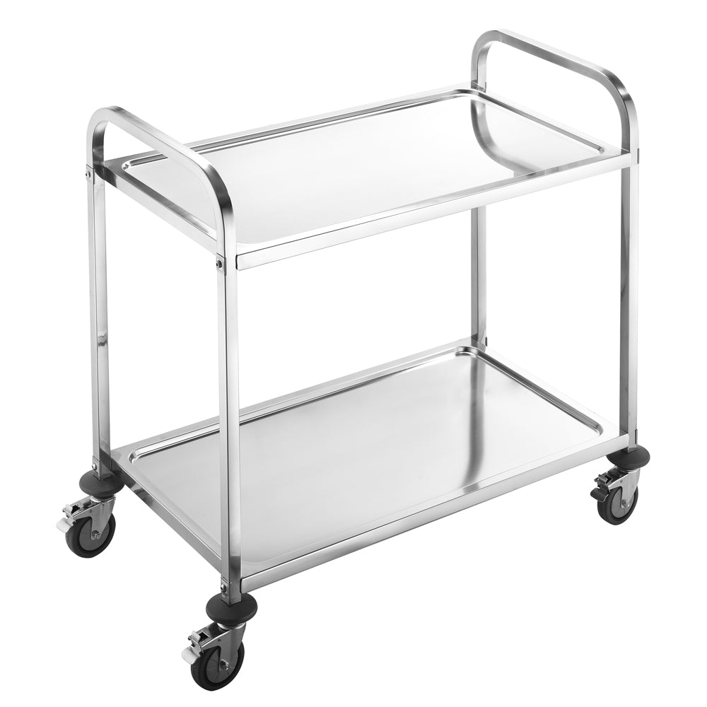 Servierwagen aus Edelstahl – 2-stöckiger Rollwagen für Küche, Kantine – Chrobuy