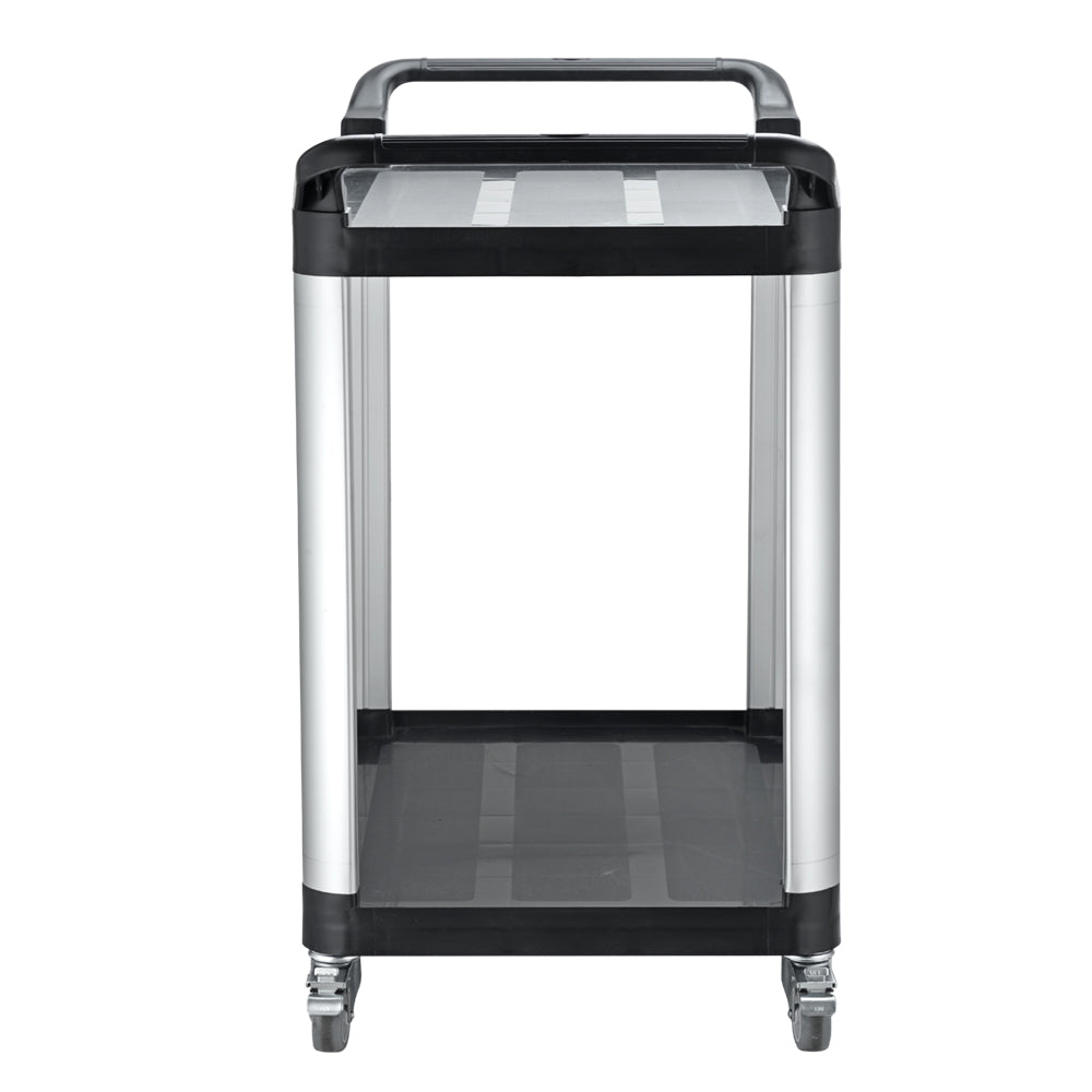 Kunststoff Servierwagen mit 4 Rollen – 2 Böden, Reinigungswagen für Hotel und Restaurant (87x43x94CM)