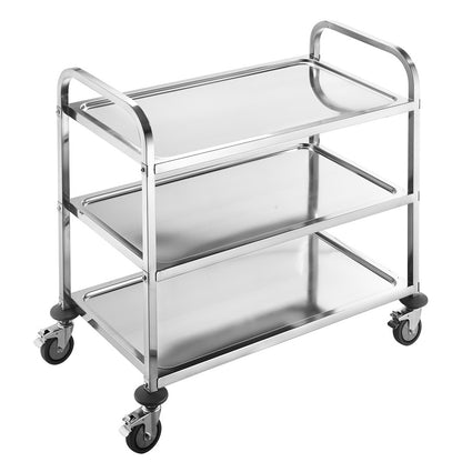 Servierwagen aus Edelstahl – 3-stöckiger Küchenwagen für Restaurant, Hotel und Schule (75x40x83 cm)