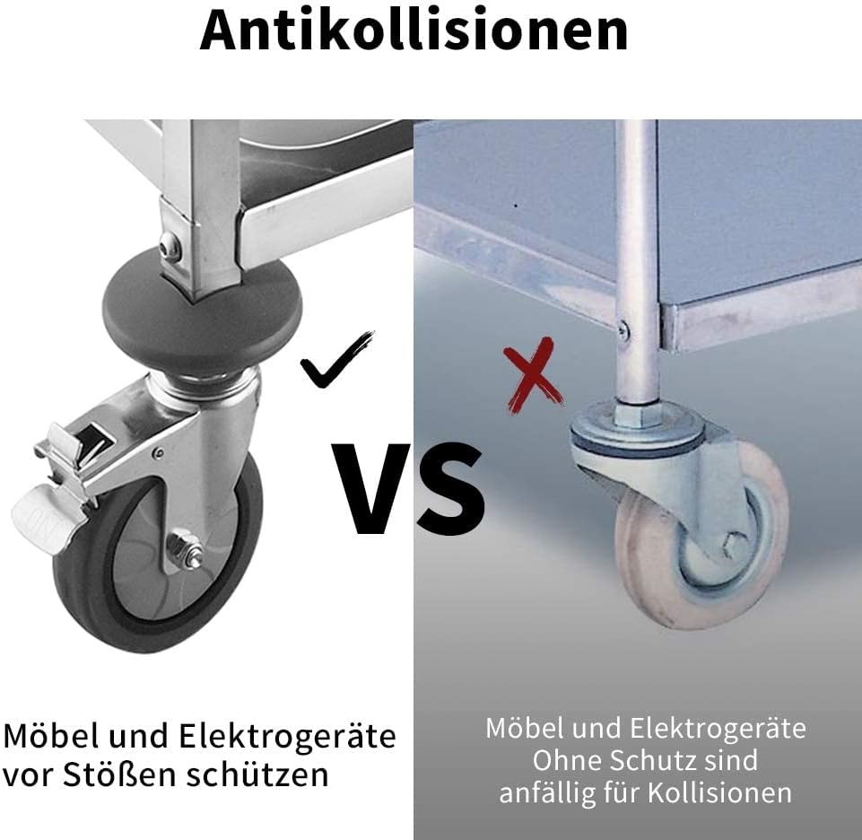 BPT Edelstahl Servierwagen mit 3 Böden Partition Küchenwagen，Restaurant Hotel Schul Servierwagen (75 x 40 x 83cm)